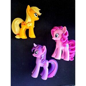Lot of 3 My Little Pony 3-4 Inch Figures Pinky Pie, Applejack, Twilight Sparkle